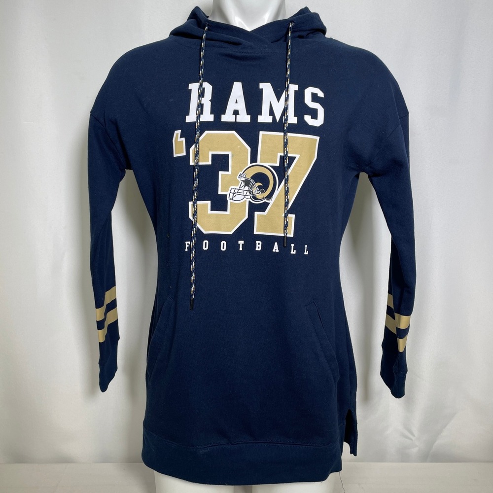 Los Angeles Rams 1937 NFL Tunic Styled Navy Blue Hoodie Dress Women's XL